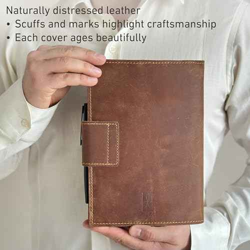 Albero Genuine Leather Refillable Journal for Men & Women - 5x8 Vintage Brown Handmade Leather Cover, 200+200 Lined & Unlined Pages (100gsm) - A5 Notebook Travel, Engineering, Executive & Writers Use