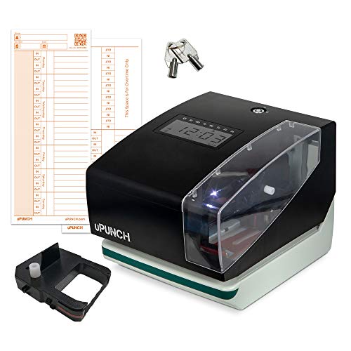 uPunch CR1000 Digital Time Clock and Date Stamp for Small Business - Employee Time Tracking System with 50 Cards