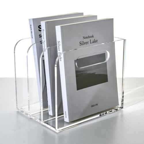 Clear Acrylic Organizers - 3 Vertical Compartments Acrylic Folder Organizer & File Organizer, Desk Document Storage Bins for Magazines, Binders - Multipurpose Home Office Desk Organizer