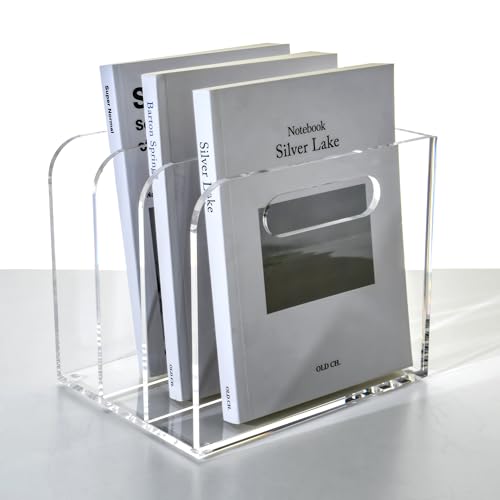 AIMOLLY B5 3-Section Clear Acrylic Desk File Organizer - Vertical Office Storage