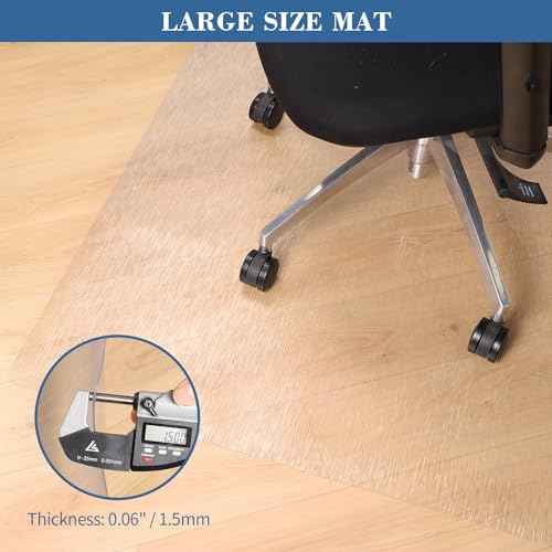 TYDLE Clear Chair Mat, 36"x48" Office Chair Mat for Hard Floor, Vinyl Mat for Gaming Chairs, Non-Slip Waterproof Floor Protector Rolling Computer Mat for Hardwood Floor, Clear
