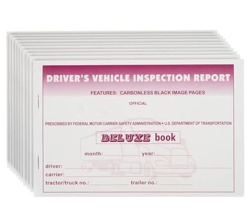 Mytee Products Driver Vehicle Inspection Report Book 31 Sets 5.5 x 8.5 in - 10 Pack DVIR 2-Ply Carbonless, Stapler Bound