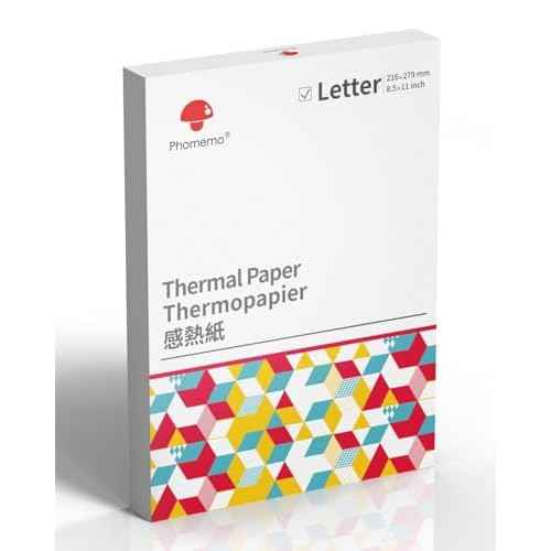 Phomemo US Letter Thermal Printer Paper, Advanced Thermal Printing, Phomemo Paper Compatible with TATTMUSE M08F-Letter, M832, M834, MT800/A285M Portable Printer, 8.5" x 11", 200 Sheets