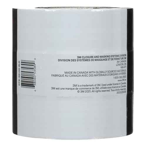 3M Duct Tape DT8, 3 Pack, Industrial Strength, Multi-Use, Black color tape, 1.88" x 60 yd, Tear by Hand, Professional Grade Adhesive, Perfect for HVAC, Bundling, Moisture Proofing, and Reinforcing