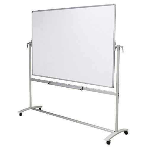 VIZ-PRO Double-Sided Non-Magnetic Office Whiteboard/Mobile Easel, 72 x 48 inches, Steel Stand