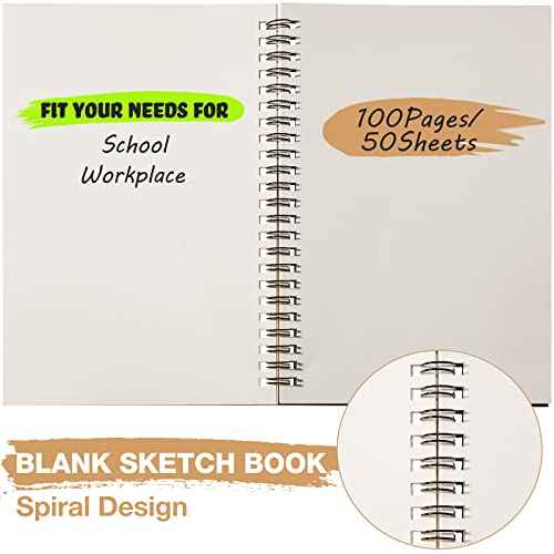 Epakh 20 Pcs Blank Spiral Notebook Unlined Notepad Bulk A5 Soft Cover Sketch Pads Blank Sketchbooks Pad for Drawing Art Back to School Gifts Office Supplies 100 Pages/ 50 Sheets(Black, Light Brown)