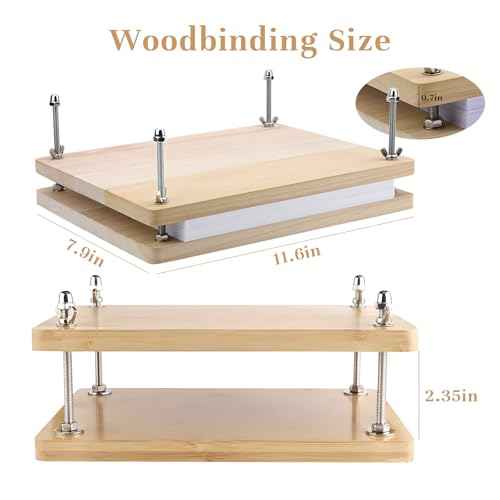43 Pcs Book Binding Kits, Bookbinding Supplies, Book Press, Flower Press, Comes with a Wooden Stapler and Binding Kit, Suitable for Beginners to Press or Embossing Materials