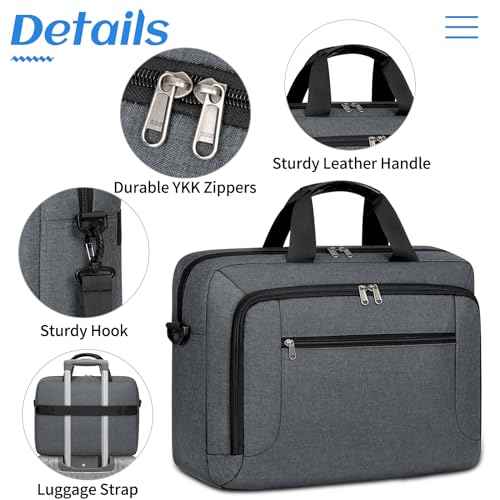 Dakuly Laptop Bag 17.3 Inch Laptop Briefcase Large Waterproof Laptop Case for Men Women Business Office Work Computer Bag 17 Inch Adjustable Shoulder Messenger Bag, Grey