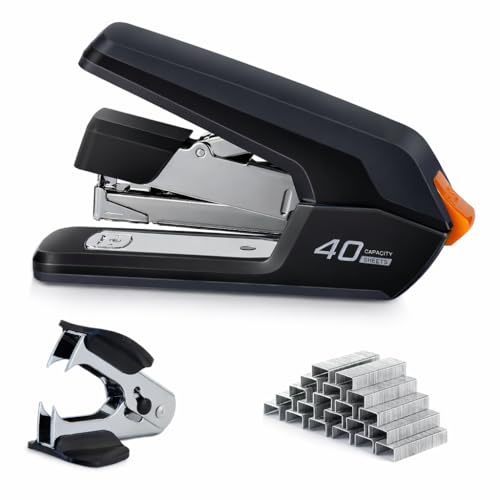 Leven Effortless Desktop Stapler 40 Sheet Capacity, One Finger Operation, Jam-Free Technology - Includes 40 Sheets Variation