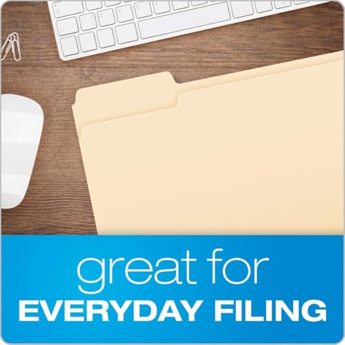 Pendaflex 100 Pack Manila File Folders - Durable Letter Size Folders with 3 Top Tabs
