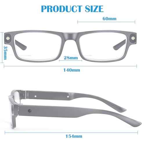 200% Magnifying Glasses with Light,USB Rechargeable LED Lighted Magnifying Eyewear,Hands Free Head Magnifier Eyeglasses for Close Work,Hobbies,Reading,Craft,Jewellery,Sewing