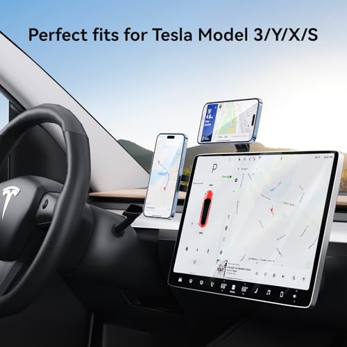 Magnetic Phone Holder for Laptop for MagSafe for iPhone 17/16/15/14/13/12 & All Phones, 180¡ÆAdjustable Phone Side Mount for Computer Monitor for Tesla, Desktop Cell Phone Bracket (Black)