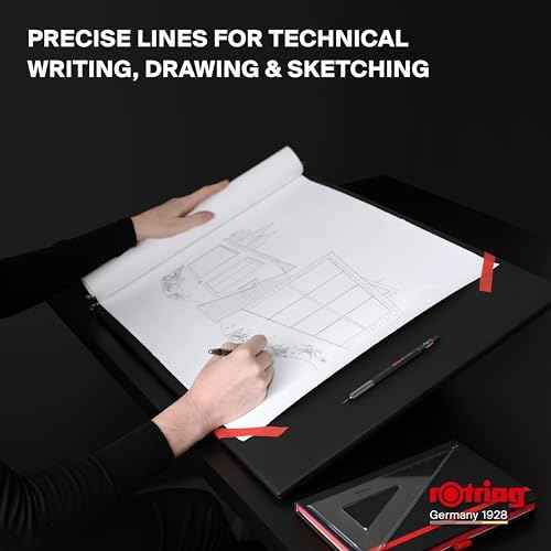 Rotring 600 Full-Metal Body 0.7mm Mechanical Pencil, Black, for Precise Ruler-Based Drawing