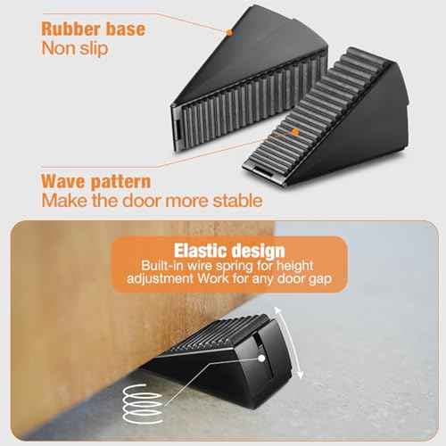 6 Pack Door Stoppers Heavy Duty Door Stopper Adjustable Spring Large Door Stoppers for Bottom of Door, 3 Inches Heavy Door Stopper Door Wedge Suits Any Heavy Door