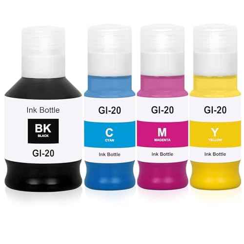 GI-20 Ink Bottle GI 20 GI20 Refill Ink Bottles Compatible for Canon PIXMA G6020 G5020 G7020 MegaTank Printer (Black,Cyan,Magenta,Yellow,170ML,70ML)