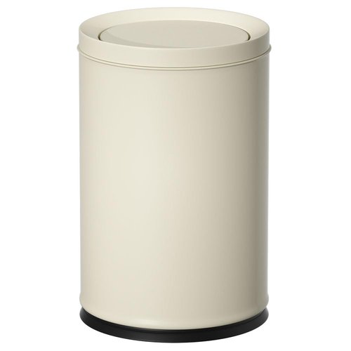LEASYLIFE 2.4GAL Off White Metal Garbage Can, Double-Layer with Inner Layer,Small Trash Can with FILP Lid for Bathroom,Bedroom,Office,Hotel,Bank