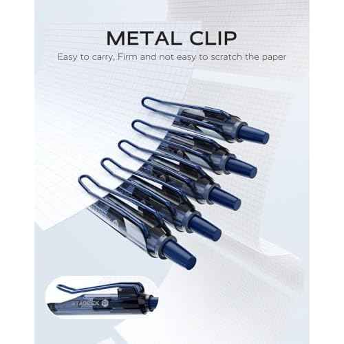 12 Pack Blue Gel Pens, Quick Dry Blue Ink Pen, 0.5mm Fine Point Retractable Smooth Writing Pens for Journaling, Writing, Business Gel Pen for Office School & Home Supplies(Blue)