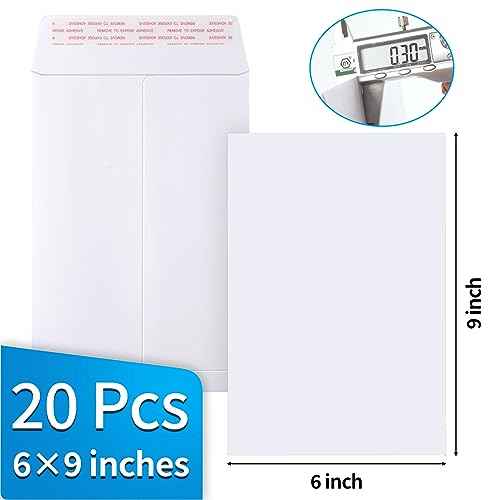 20 Pack Catalog Envelopes Self Seal, 6 x 9 Inches Catalog Mailing Envelopes,White Manila Envelopes for Mailing, Organize, Storage, Home, Office