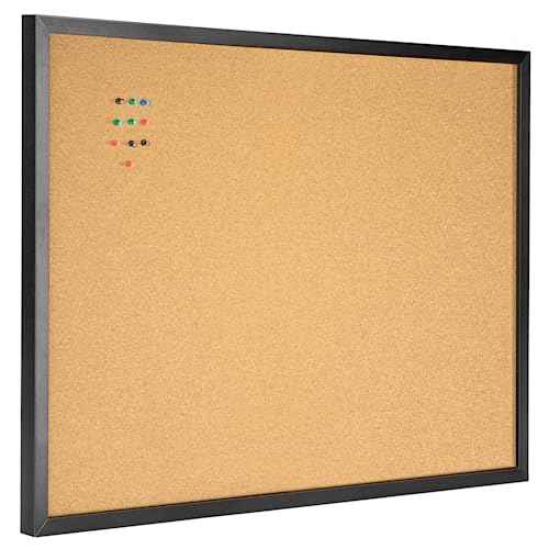 OWLKELA 24'' x 36'' Cork Board Bulletin Board, Black Framed Corkboard, Black Oak Frame Corkboard, Vision Board and Decorative Hanging Pin Board