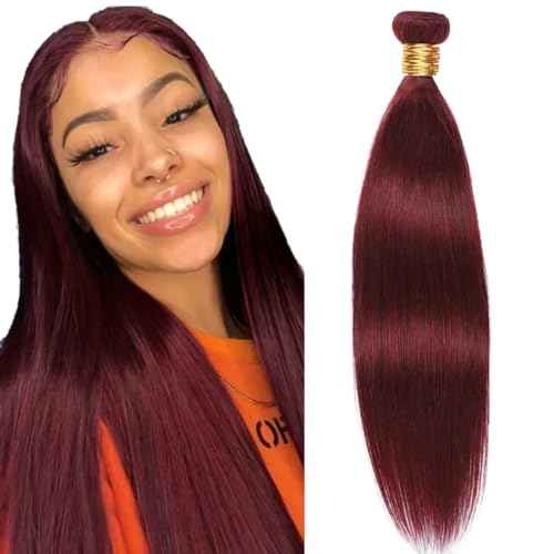 #99J Bundles Human Hair Straight Bundles 28 Inch Burgundy Straight Bundle Unprocessed Brazilian Virgin Weave Hair 1 Bundle 50 Gram Per Bundle