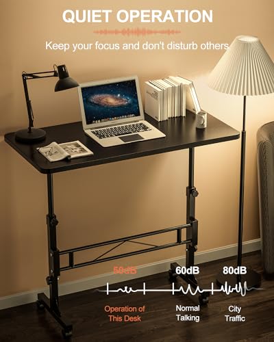 Amztabler Black Adjustable Height Standing Desk on Wheels – Mobile Sit-Stand Workstation