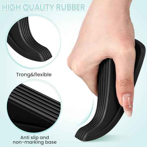 Frienda 60 Pcs Door Stoppers Bulk Rubber Stop Height up to 1.2 Inches Wedge Stopper for Heavy Duty Door Bottom Carpet Tile Concrete Wooden Floor (Black)