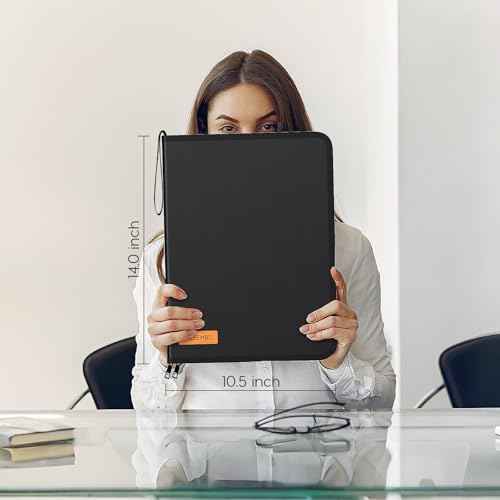 Important Document Organizer Zipper Binder,Fireproof Document Bag for Birth Certificate Protector, Waterproof Bill Organizer in Case I Go Missing Binder for Home Safe, 4 Ring Receipt Holder (Black)