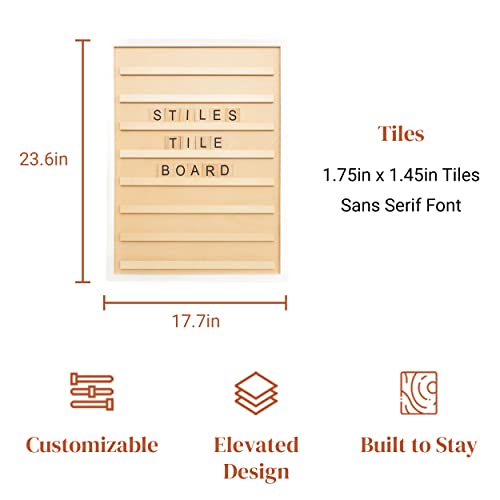 Stiles 23"x17" Tile Letter Board Sign Set, Wooden Message Board with 122 Letter Tiles and Numbers, Changeable Letterboard, Great Holiday & Christmas Gift for Friends and Family, Natural