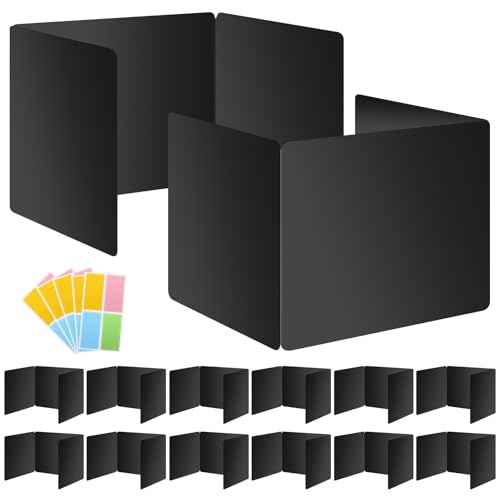 12 Pack Black Desk Dividers for Students, Privacy Shields Folder for Students, Durable & Waterproof Plastic Study Board, Classroom Teacher Supplies Test Divider, Includes Extra Labels