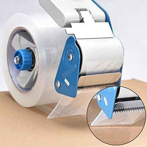 Packing Tape Dispenser Gun (4 Packs) Pacific Mailer 2 Inch Tape Gun Dispenser with 2 Inch Carton Packing Tape, Lightweight Industrial Side Loading Tape Dispenser - Blue