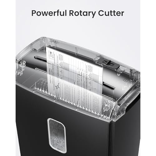 8-Sheet Micro Cut Paper Shredder P-4 High Security for Home Office Use with Handle, Shreds Credit Card/Staple 4 Gallons(Black) Visual Window Wastebasket