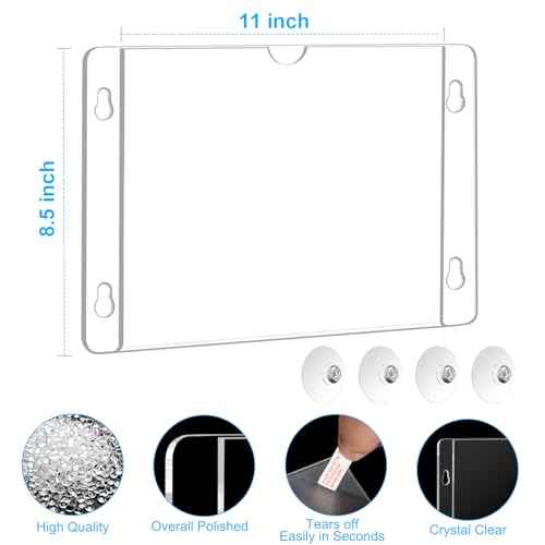 EHWINE 8 Pack Acrylic Window Sign Holder 8.5¡¿11 Horizontal with 4 Suction Cups, Clear Acrylic Frames Wall Mount Advertising Signage Sign Holder for Store, School, Office, Home
