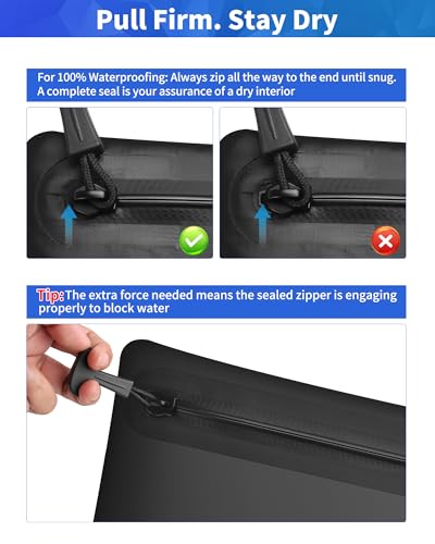 TUNROP Small Waterproof Document Bag 11.8x8.2" 1-Pocket Black with Waterproof Zipper