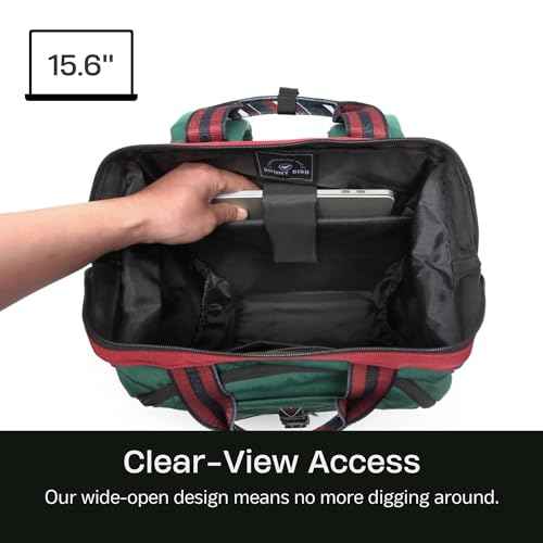 SUNNY BIRD Laptop Backpack, 15.6 Inch Laptop Work Bag, Wide Open Casual Daypack for Women, Men and Adult (Greenboho)