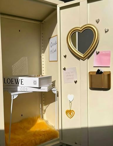 Golden 13 PCS Locker Organizer Set for Girls with Mirror, Whiteboard & Rug – Back to School Decor