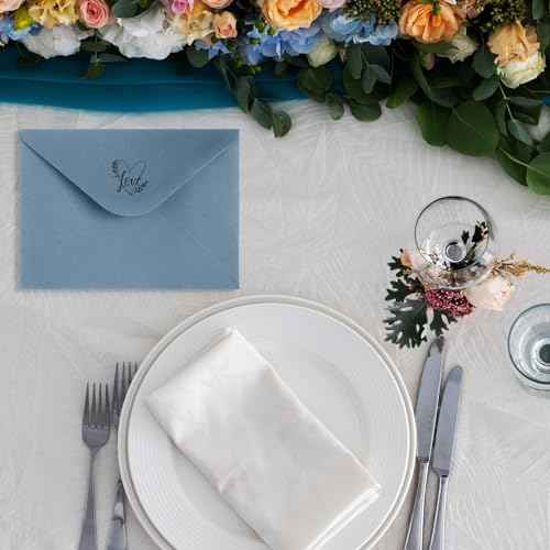 Jutom 250 Pcs A7 Wedding Gift Cards 5x7 Envelopes V Flap Invitation Envelopes for 5x7 Cards Printable Self Adhesive Envelope for Office Baby Shower Graduation Birthday Supplies (Dusty Blue)