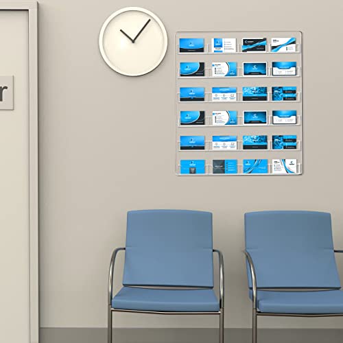 Lincia 24 Pockets Business Card Holder Wall Mount Multi Pockets Business Card Holder Display Rack Horizontal Clear Acrylic Display Documents Brochures Hanging Organizing for Office