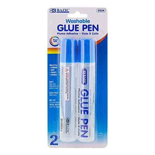 BAZIC Products Washable Glue Pen 1.7 Oz. (50 mL), Liquid Clear Glues Bond Adhesive for Art Crafts Project at School Home Office (2/Pack), 24-Pack