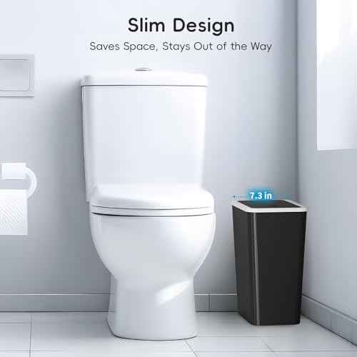 Small Trash Can, 3 Pack 4 Gallons Bathroom Garbage Can with Lid Press-Top, Small Waste Basket with Trash Bags, Slim Plastic Garbage Bin for Dorm, Office, Bedroom, Kitchen, Living Room £¨ Black £©