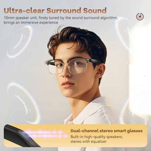 AI Translation Glasses, Wireless Bluetooth Real-Time Translation Glasses, Smart Simultaneous Interpretation Glasses, 150 Languages & Accents & 8 Offline Translation Packs