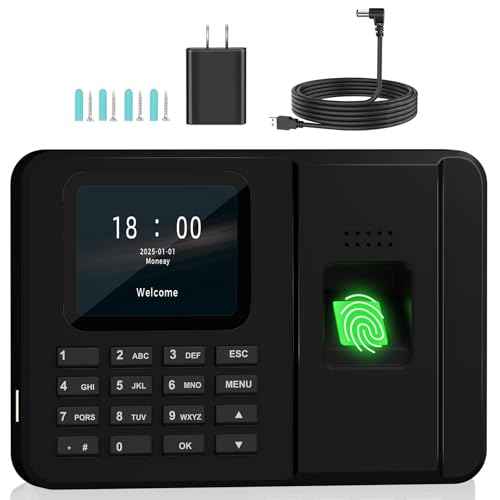 Time Clocks for Employees Small Business, Fingerprint + PIN, Clock in and Out Machine for Employees, No Monthly Fee No Software Required