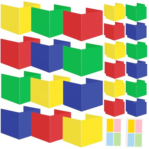 36 Pack Plastic Desk Dividers Assorted Colors Privacy Folders for Students Study Carrel Divider Classroom Shield Folder Boards for Student Desks Classroom Teacher Supplies Test Divider