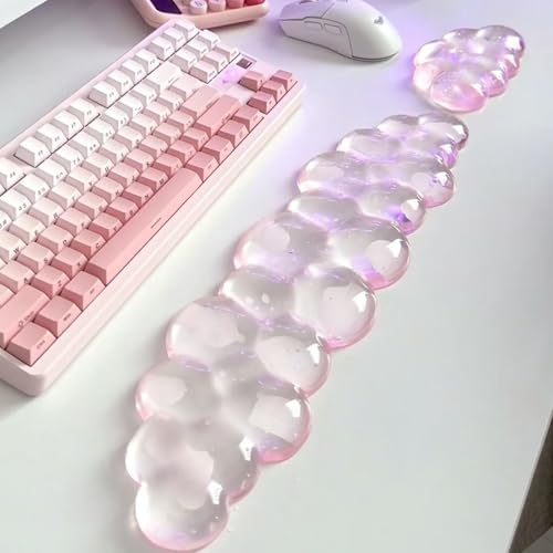 Aszqvd Pink Cloud Gel Wrist Rest and Mouse Pad Set for Ergonomic Comfort