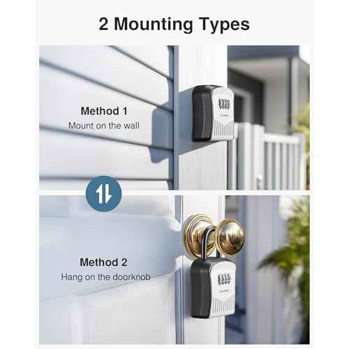Puroma Lock Box Combination Key Lock Box, Wall-Mounted Portable Storage Lockbox for Keys with Resettable Code, Outside Safe Security Box for House, Apartment, Office Key Storage (4 Pack, Gray)
