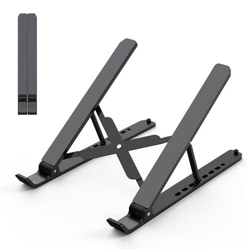 Tonmom Black Adjustable Laptop Stand for Desk Ergonomic Riser