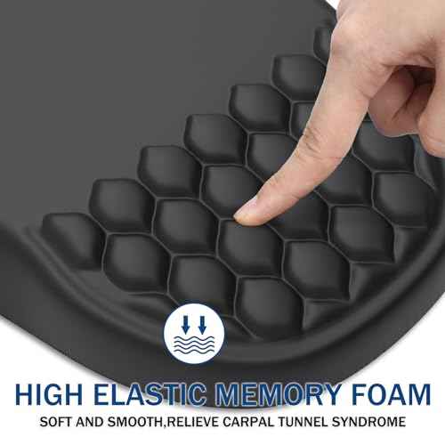 Ergonomic Mouse Pad Wrist Support, with Memory Foam & Non-Slip PU Base, Comfortable Massage Design Mouse Pad Relieve Wrist Fatigue&Pain, Suitable for Computer, Office and Home(01Black)
