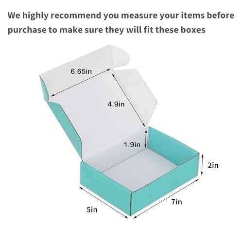 50 Pack 7x5x2 inches Shipping Boxes Teal, Corrugated Small Cardboard Boxes Mailers for Mailing Packing