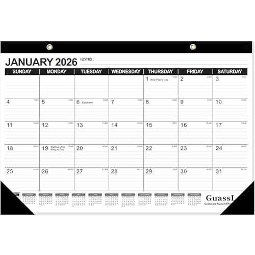 GuassLee Desk Calendar 2026-2027 - 17" ¡¿ 11.5" Desktop Calendar 18 Months Runs from Jan. 2026 to Jun. 2027 with Julian Date for Home School Office Desk Top Organizing