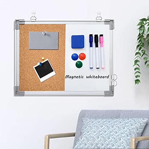 16x12 Inch Magnetic Whiteboard & Corkboard Combo for Office & Home