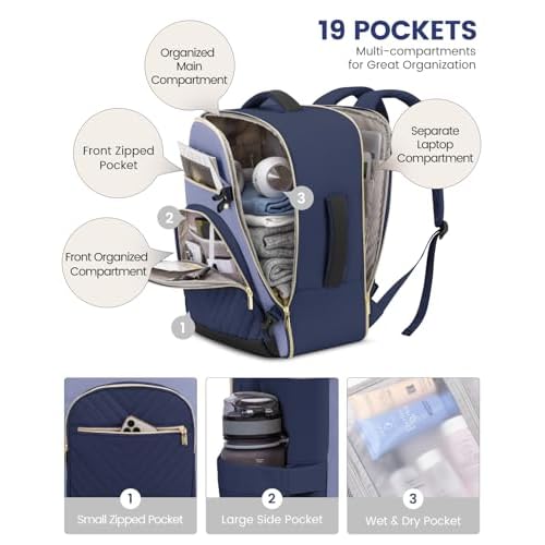 LOVEVOOK Travel Backpack for Women,40L Carry On Backpack for Airplanes,17.3 Inch Laptop Personal Item Travel Bag